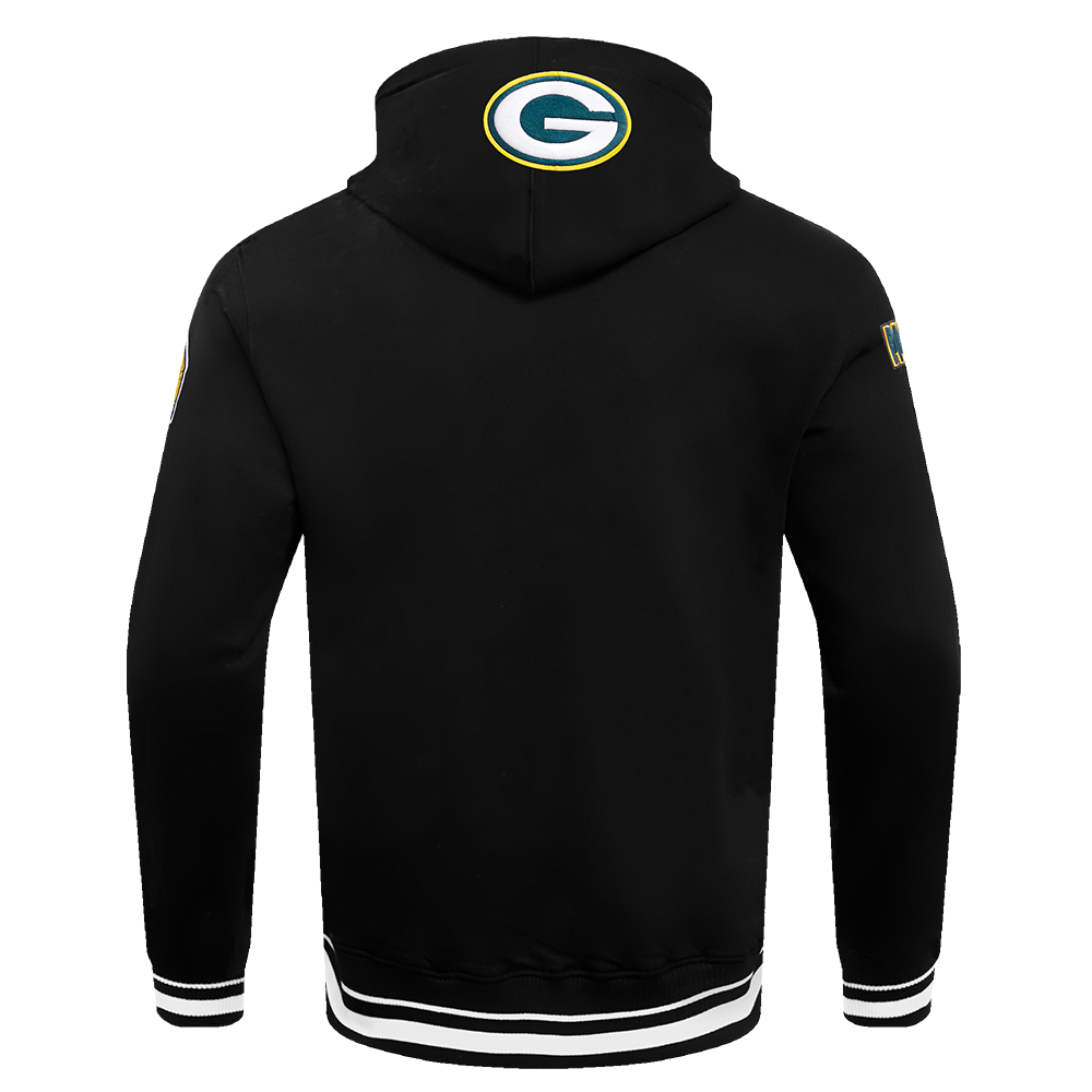 NFL GREEN BAY PACKERS SCRIPT TAIL CHANDAIL À CAPUCHON EN MOLLETON CÔTELÉ POUR HOMME (NOIR)