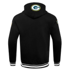 NFL GREEN BAY PACKERS SCRIPT TAIL CHANDAIL À CAPUCHON EN MOLLETON CÔTELÉ POUR HOMME (NOIR)