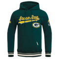 NFL GREEN BAY PACKERS SCRIPT TAIL MEN'S RIB FLC PO HOODIE (FOREST GREEN)
