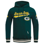 NFL GREEN BAY PACKERS SCRIPT TAIL MEN'S RIB FLC PO HOODIE (FOREST GREEN)