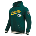 NFL GREEN BAY PACKERS SCRIPT TAIL MEN'S RIB FLC PO HOODIE (FOREST GREEN)