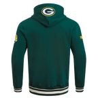 NFL GREEN BAY PACKERS SCRIPT TAIL MEN'S RIB FLC PO HOODIE (FOREST GREEN)