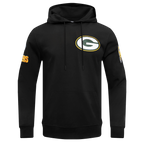 NFL GREEN BAY PACKERS  CLASSIC CHENILLE MEN'S DOUBLE KNIT PULLOVER HOODIE (BLACK)