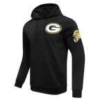NFL GREEN BAY PACKERS  CLASSIC CHENILLE MEN'S DOUBLE KNIT PULLOVER HOODIE (BLACK)