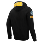 NFL GREEN BAY PACKERS  CLASSIC CHENILLE MEN'S DOUBLE KNIT PULLOVER HOODIE (BLACK)