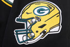 NFL GREEN BAY PACKERS  CLASSIC CHENILLE MEN'S DOUBLE KNIT PULLOVER HOODIE (BLACK)