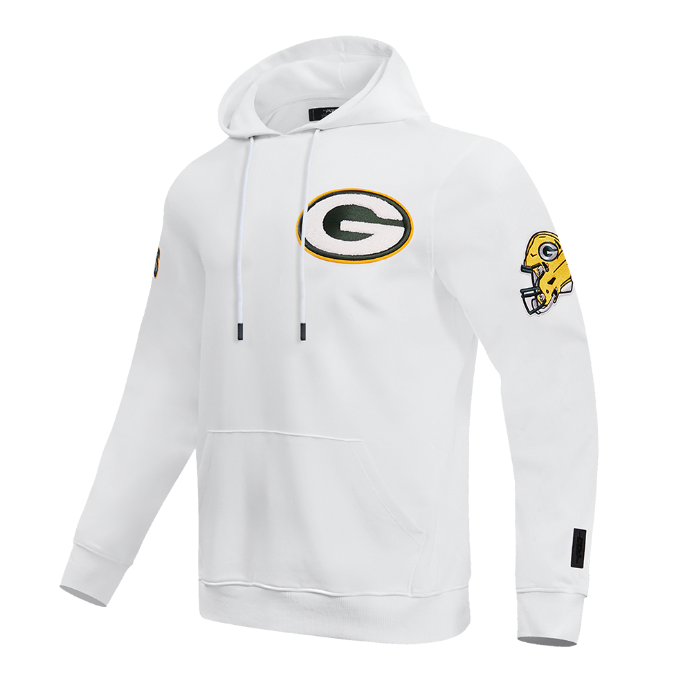 NFL GREEN BAY PACKERS  CLASSIC CHENILLE DOUBLE KNIT PULLOVER HOODIE (WHITE)