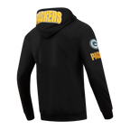 NFL GREEN BAY PACKERS  CLASSIC CHENILLE MEN'S DOUBLE KNIT  FULL ZIP HOODIE (BLACK)