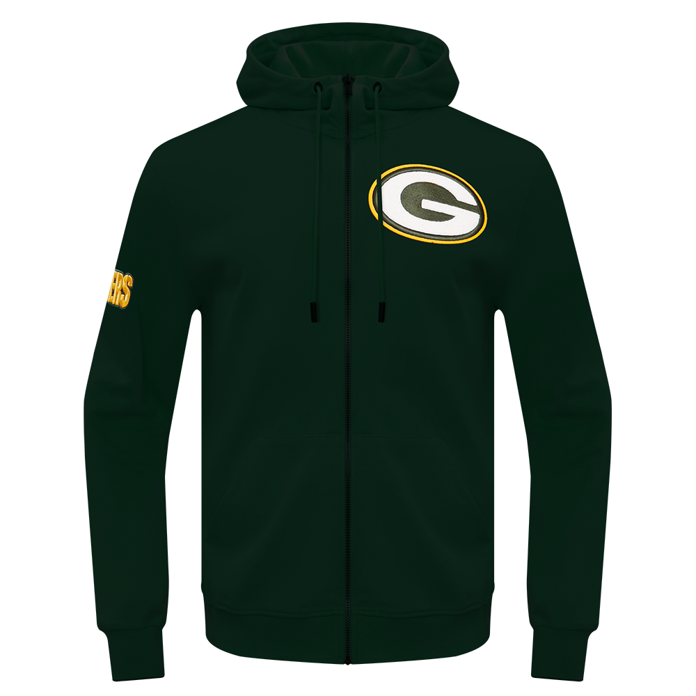 NFL GREEN BAY PACKERS  CLASSIC CHENILLE DOUBLE KNIT FULL ZIP HOODIE (FOREST GREEN)
