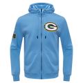 NFL GREEN BAY PACKERS CLASSIC CHENILLE CHANDAIL À CAPUCHON EN MAILLE DOUBLE À GLISSIÈRE (BLEU UNIVERSITÉ)