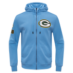 NFL GREEN BAY PACKERS CLASSIC CHENILLE CHANDAIL À CAPUCHON EN MAILLE DOUBLE À GLISSIÈRE (BLEU UNIVERSITÉ)