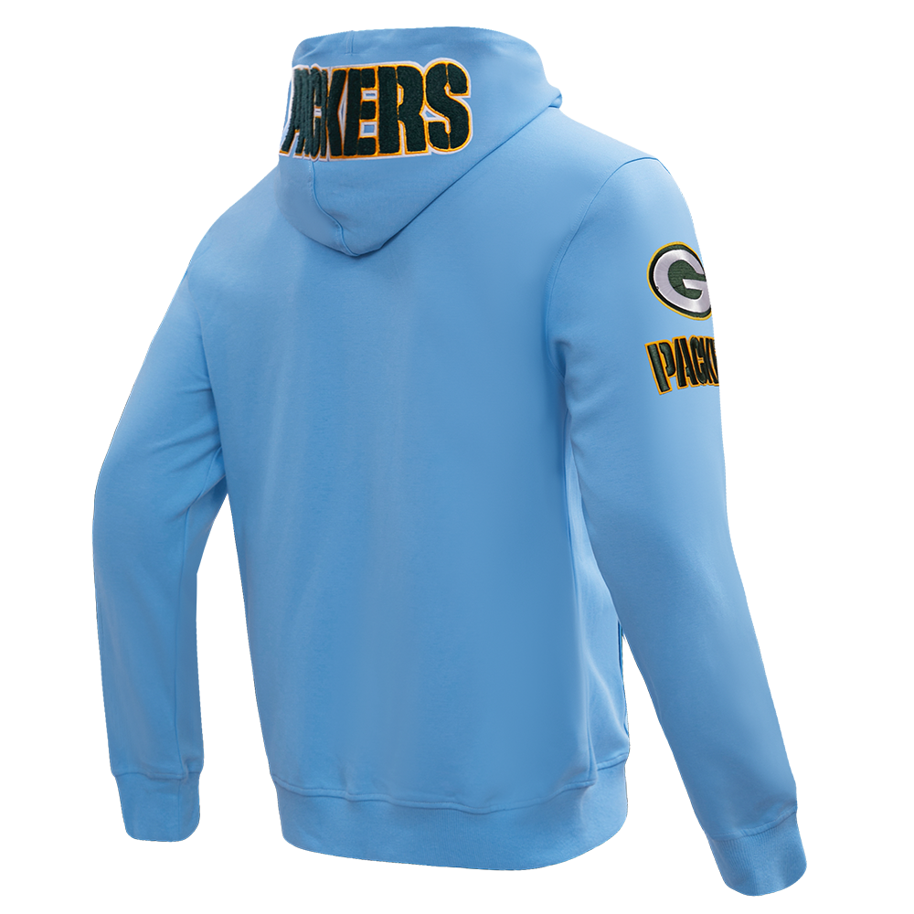 NFL GREEN BAY PACKERS CLASSIC CHENILLE CHANDAIL À CAPUCHON EN MAILLE DOUBLE À GLISSIÈRE (BLEU UNIVERSITÉ)