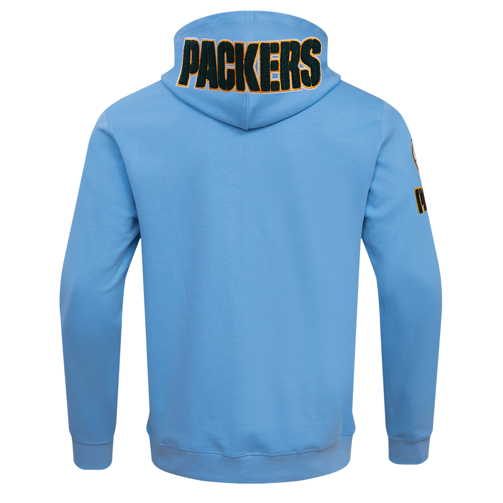 NFL GREEN BAY PACKERS CLASSIC CHENILLE CHANDAIL À CAPUCHON EN MAILLE DOUBLE À GLISSIÈRE (BLEU UNIVERSITÉ)