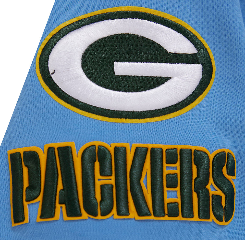 NFL GREEN BAY PACKERS CLASSIC CHENILLE CHANDAIL À CAPUCHON EN MAILLE DOUBLE À GLISSIÈRE (BLEU UNIVERSITÉ)