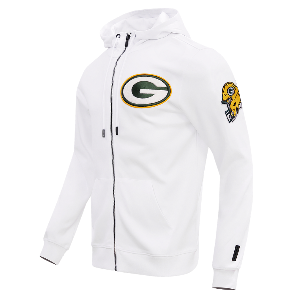 NFL GREEN BAY PACKERS  CLASSIC CHENILLE DOUBLE KNIT FULL ZIP HOODIE (WHITE)