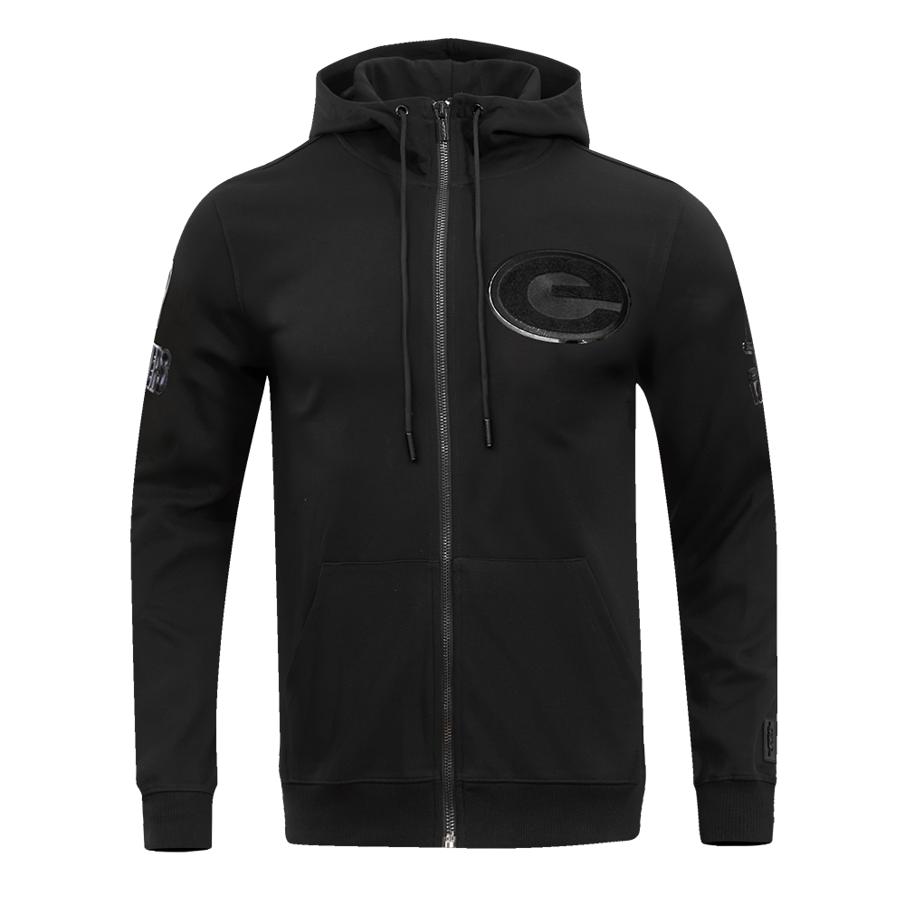NFL GREEN BAY PACKERS TRIPLE BLACK MEN'S DK FZ HOODIE (TRIPLE BLACK)