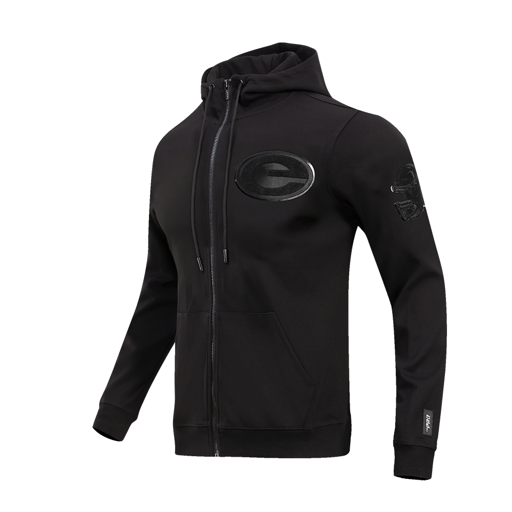 NFL GREEN BAY PACKERS TRIPLE BLACK MEN'S DK FZ HOODIE (TRIPLE BLACK)