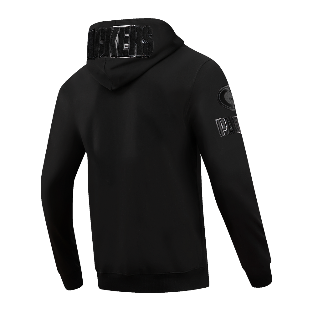 NFL GREEN BAY PACKERS TRIPLE BLACK MEN'S DK FZ HOODIE (TRIPLE BLACK)