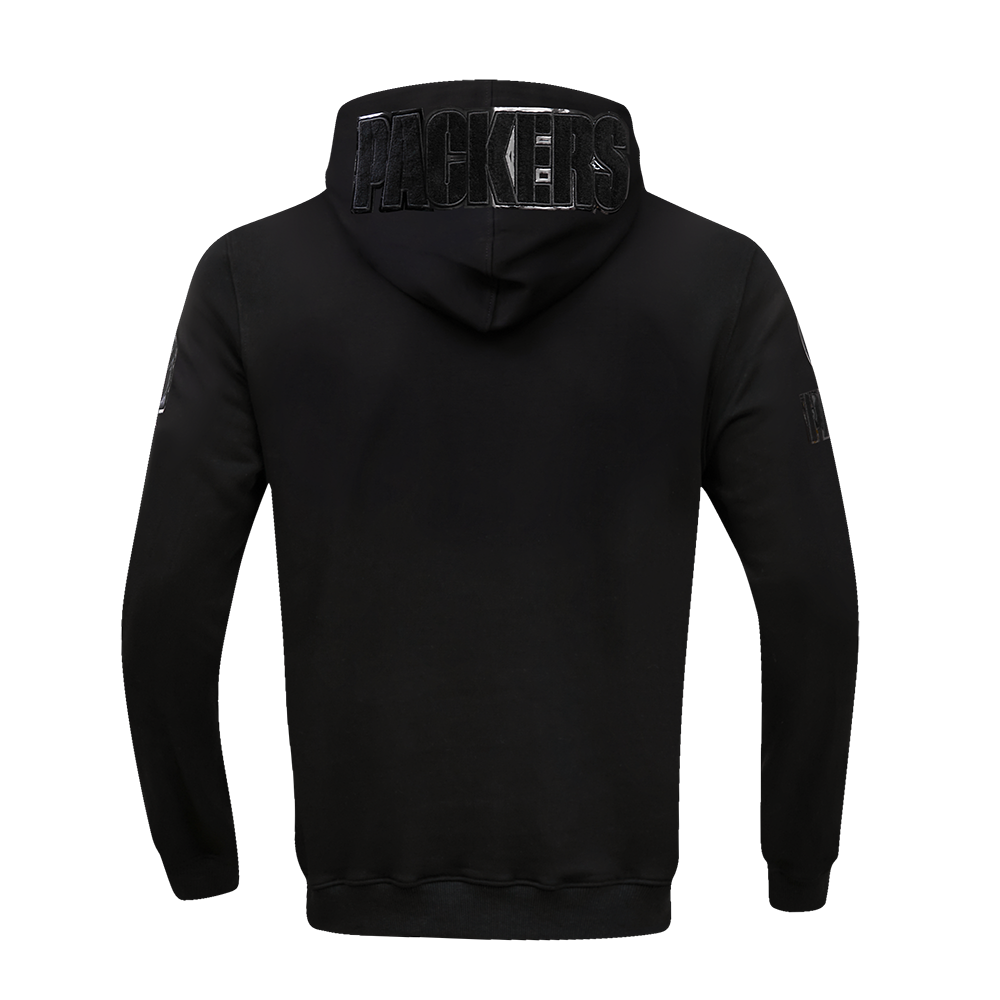 NFL GREEN BAY PACKERS TRIPLE BLACK MEN'S DK FZ HOODIE (TRIPLE BLACK)