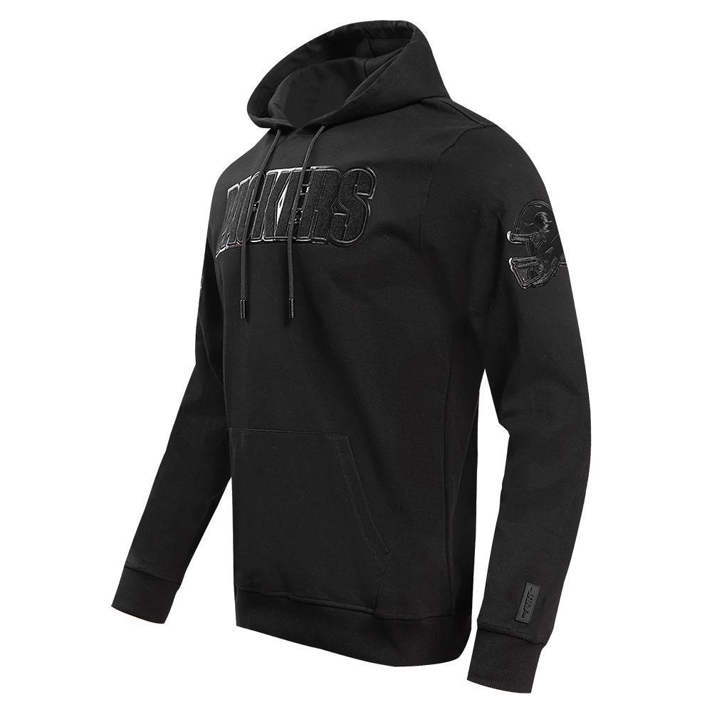 NFL GREEN BAY PACKERS TRIPLE BLACK MEN'S DOUBLE KNIT PULLOVER HOODIE (TRIPLE BLACK)