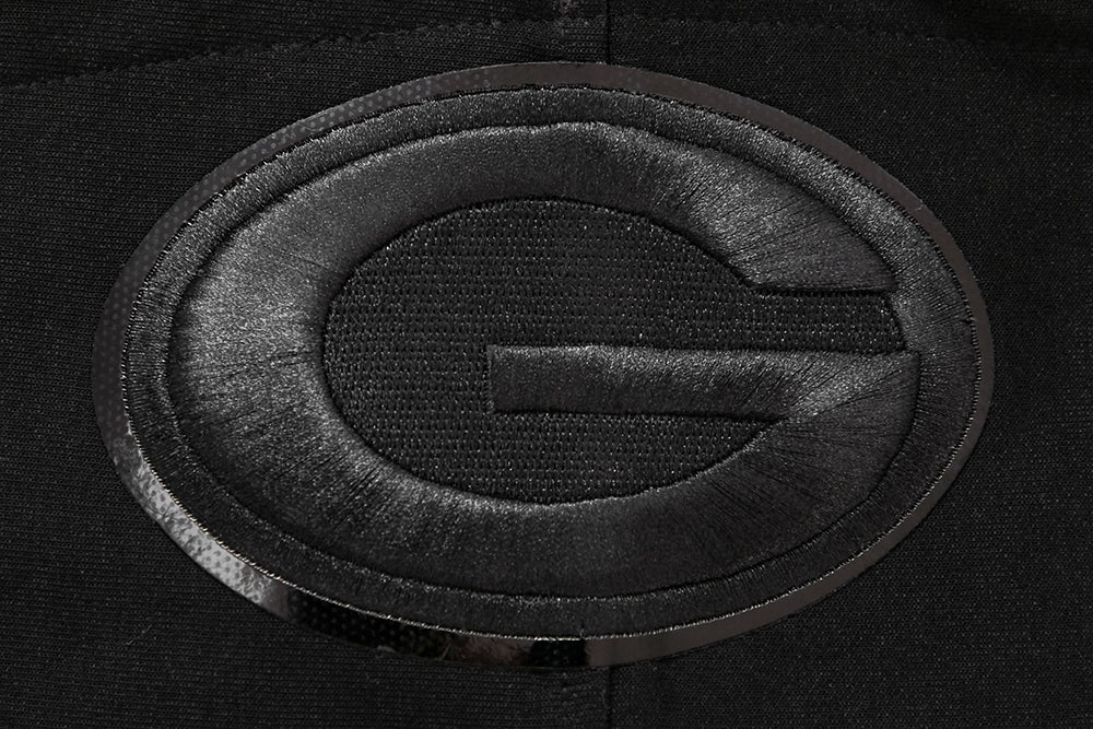 NFL GREEN BAY PACKERS TRIPLE BLACK MEN'S DOUBLE KNIT PULLOVER HOODIE (TRIPLE BLACK)