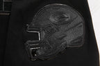 NFL GREEN BAY PACKERS TRIPLE BLACK MEN'S DOUBLE KNIT PULLOVER HOODIE (TRIPLE BLACK)