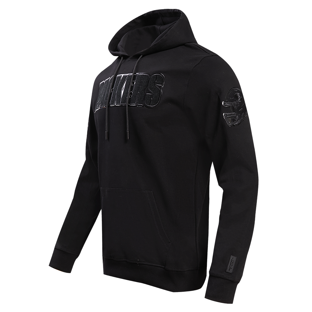 NFL GREEN BAY PACKERS TRIPLE BLACK MEN'S DOUBLE KNIT PULLOVER HOODIE (TRIPLE BLACK)
