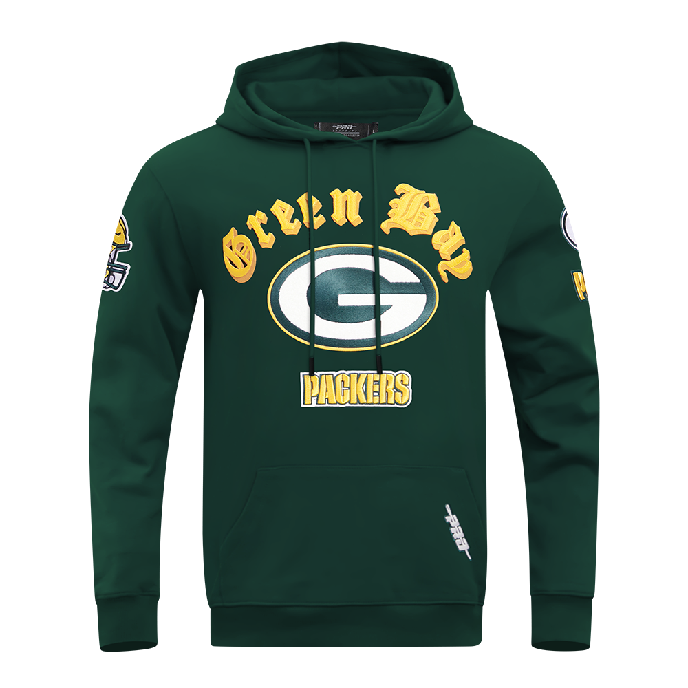 NFL GREEN BAY PACKERS OLD ENGLISH CHANDAIL À CAPUCHON POUR HOMME (VERT FORÊT)