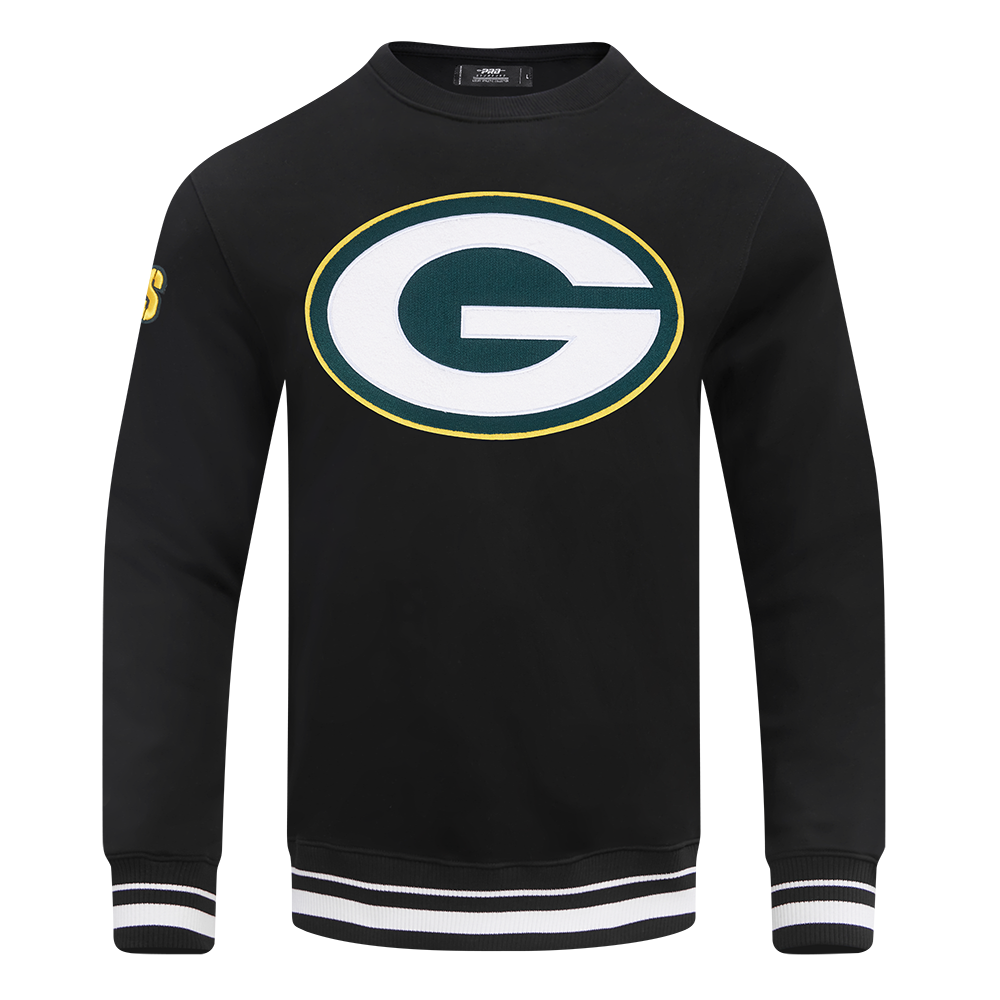 NFL GREEN BAY PACKERS MASHUP MEN'S RIB CREWNECK (BLACK)