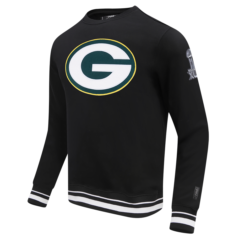NFL GREEN BAY PACKERS MASHUP MEN'S RIB CREWNECK (BLACK)