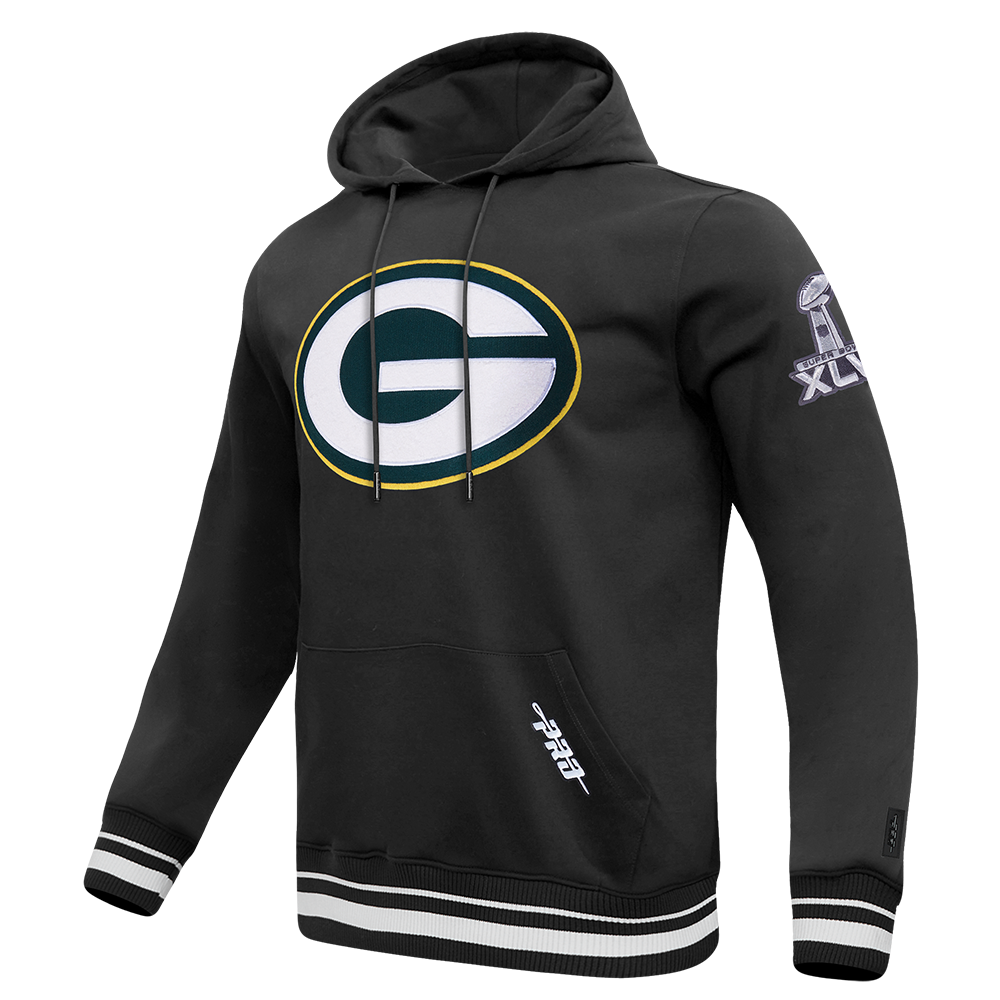 NFL GREEN BAY PACKERS MASHUP MEN'S RIB PULLOVER HOODIE (BLACK)