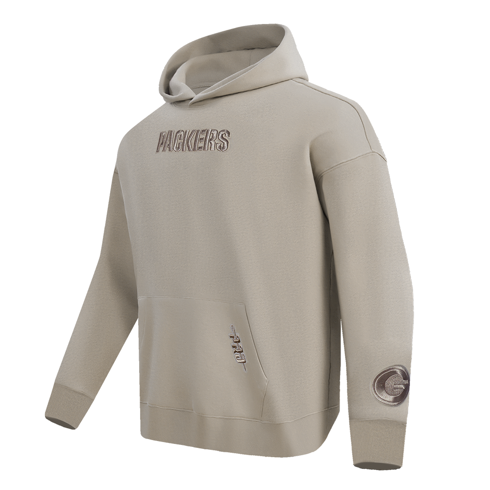 NFL GREEN BAY PACKERS WINGSPAN MEN'S DROP SHOULDER PO HOODIE (TAUPE)
