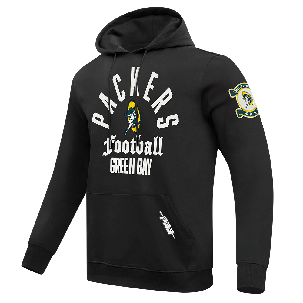 NFL GREEN BAY PACKERS MODERN ORIGINALS MEN'S FLC PO HOODIE (BLACK)