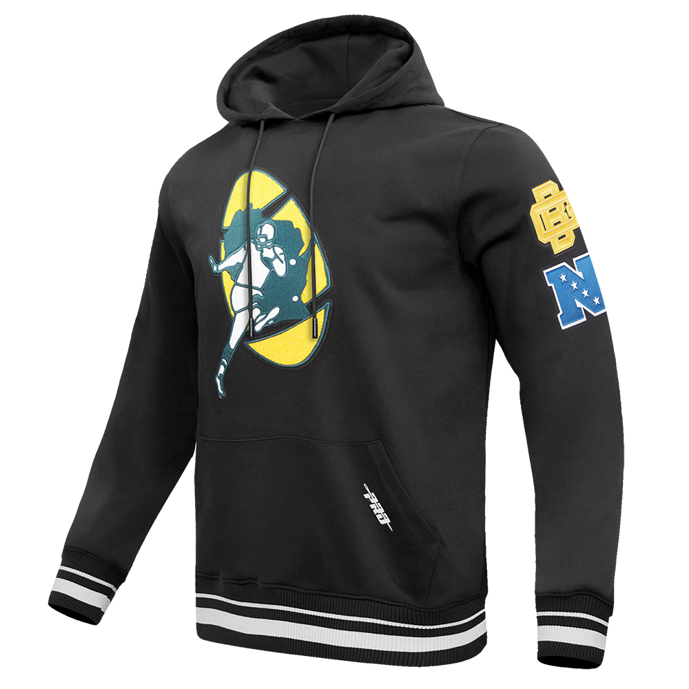 NFL GREEN BAY PACKERS RETRO CLASSIC MEN'S PO HOODIE (BLACK)