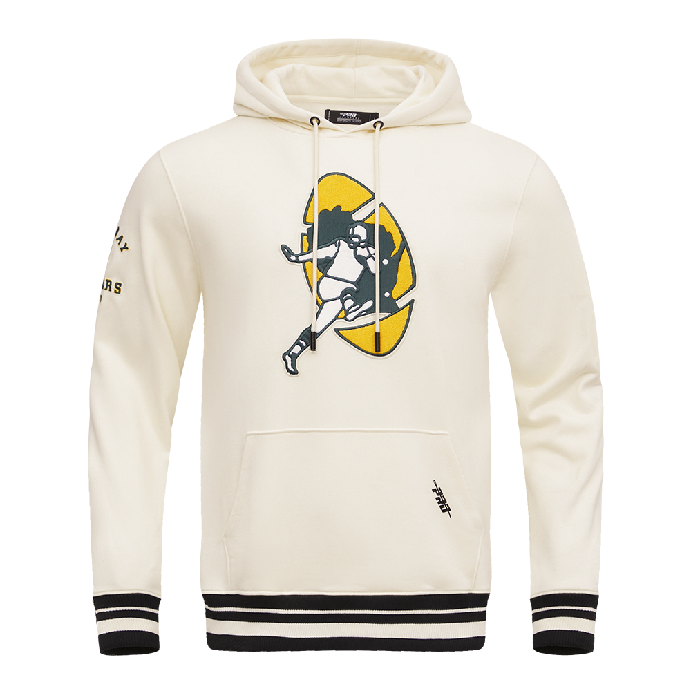 NFL GREEN BAY PACKERS RETRO CLASSIC MEN'S PULLOVER HOODIE (EGGSHELL/ BLACK)