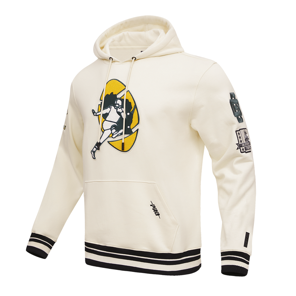 NFL GREEN BAY PACKERS RETRO CLASSIC MEN'S PULLOVER HOODIE (EGGSHELL/ BLACK)