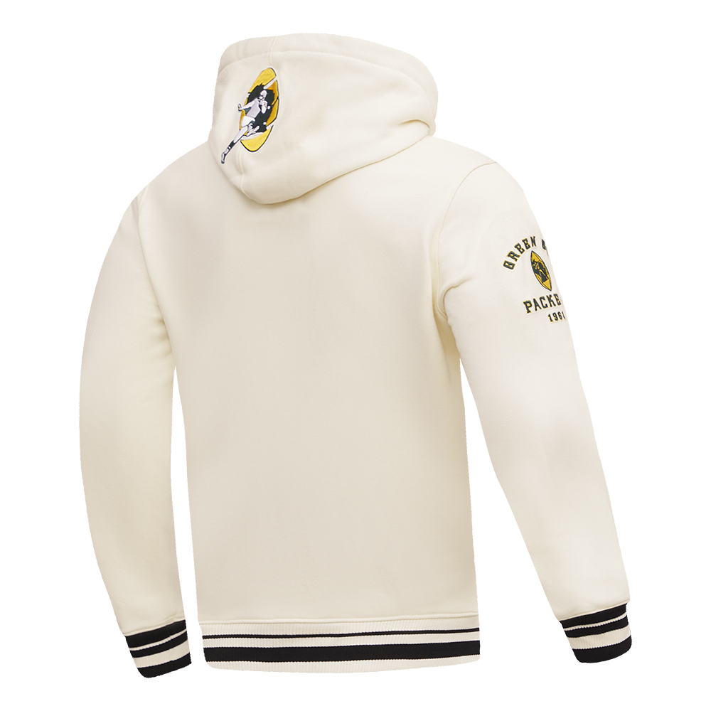 NFL GREEN BAY PACKERS RETRO CLASSIC MEN'S PULLOVER HOODIE (EGGSHELL/ BLACK)