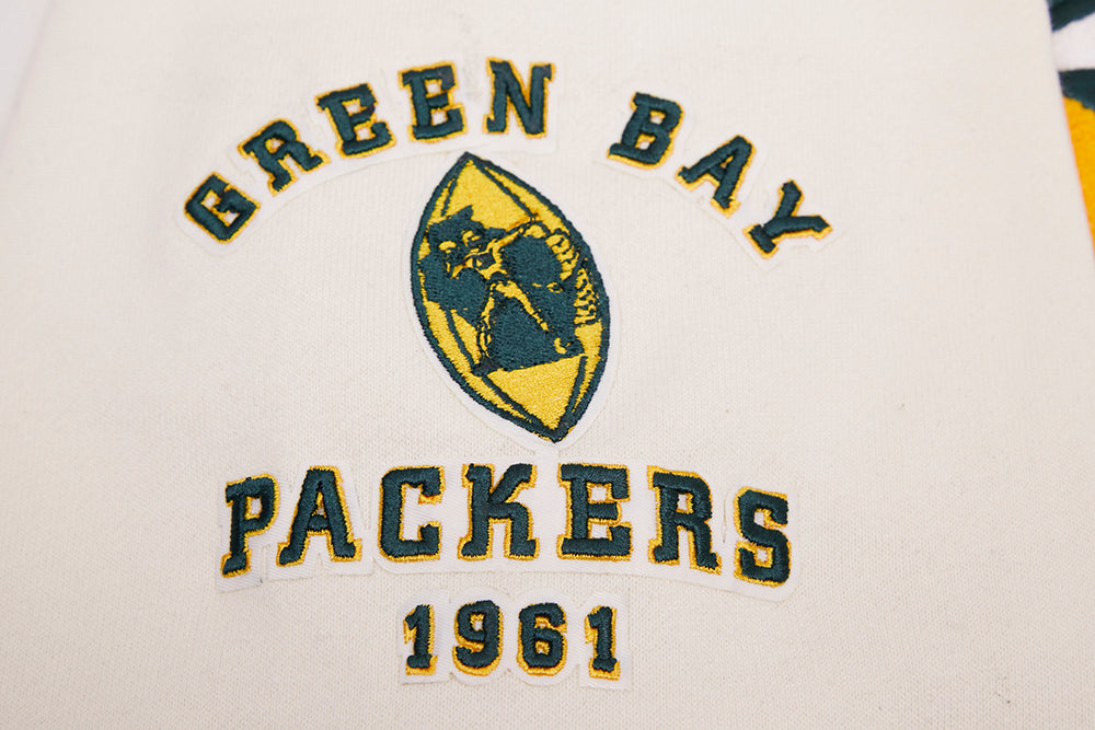 NFL GREEN BAY PACKERS RETRO CLASSIC MEN'S PULLOVER HOODIE (EGGSHELL/ BLACK)