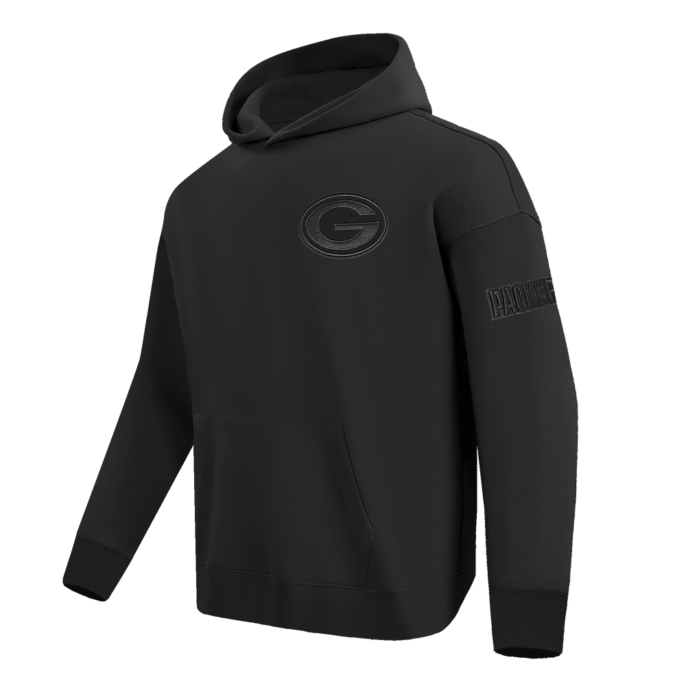 NFL GREEN BAY PACKERS NEUTRAL MEN'S DROP SHOULDER PULLOVER HOODIE (BLACK)