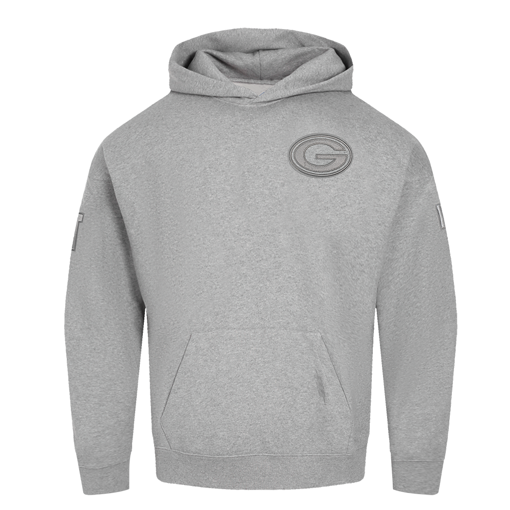 NFL GREEN BAY PACKERS NEUTRAL MEN'S DROP SHOULDER PULLOVER HOODIE (DARK HEATHER GRAY)