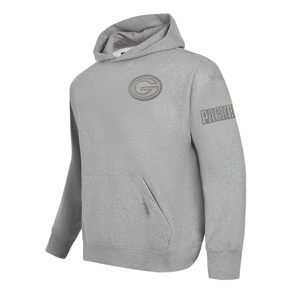 NFL GREEN BAY PACKERS NEUTRAL MEN'S DROP SHOULDER PULLOVER HOODIE (DARK HEATHER GRAY)