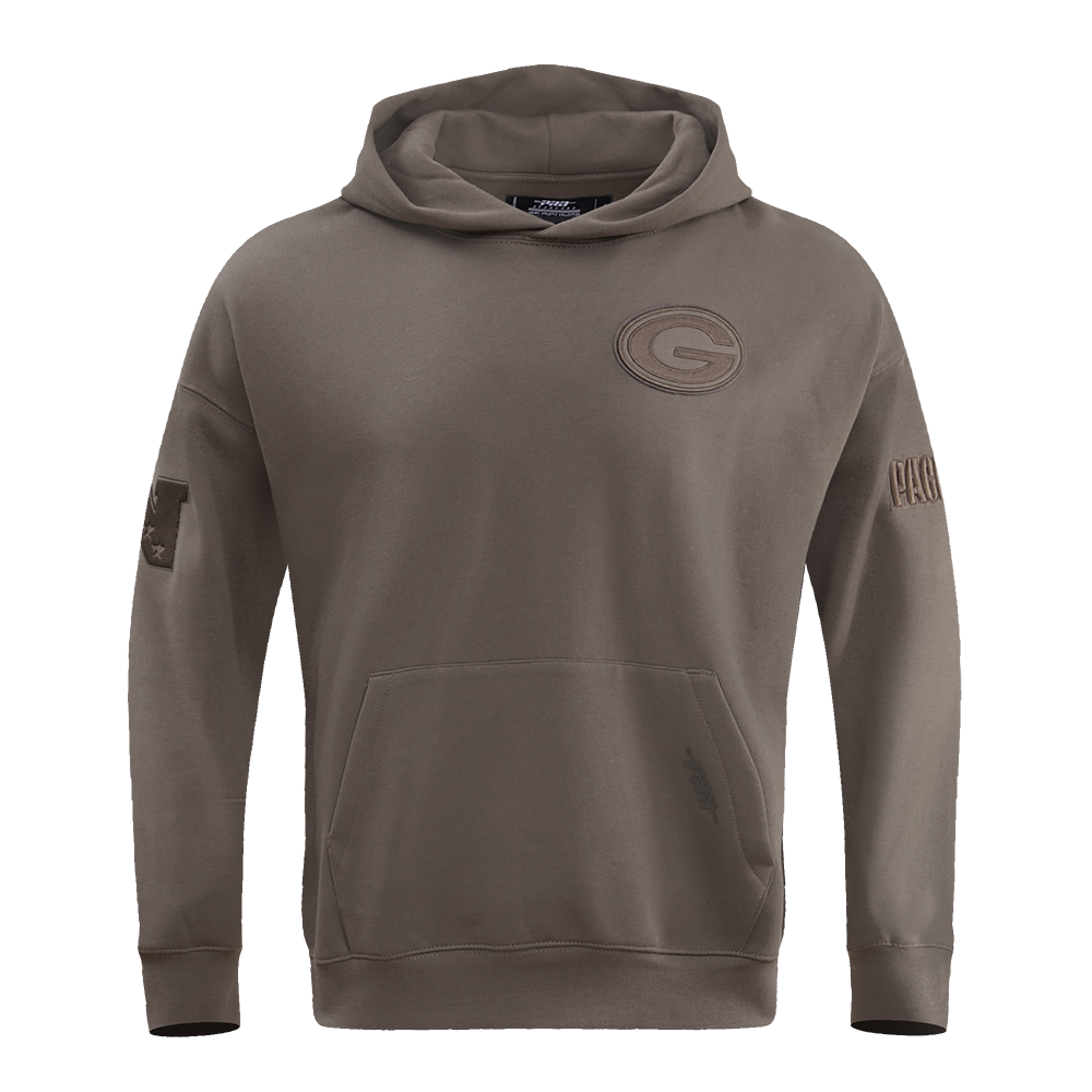 NFL GREEN BAY PACKERS NEUTRAL CHANDAIL À CAPUCHON À ÉPAULES TOMBANTES POUR HOMME (TAUPE FONCÉ)