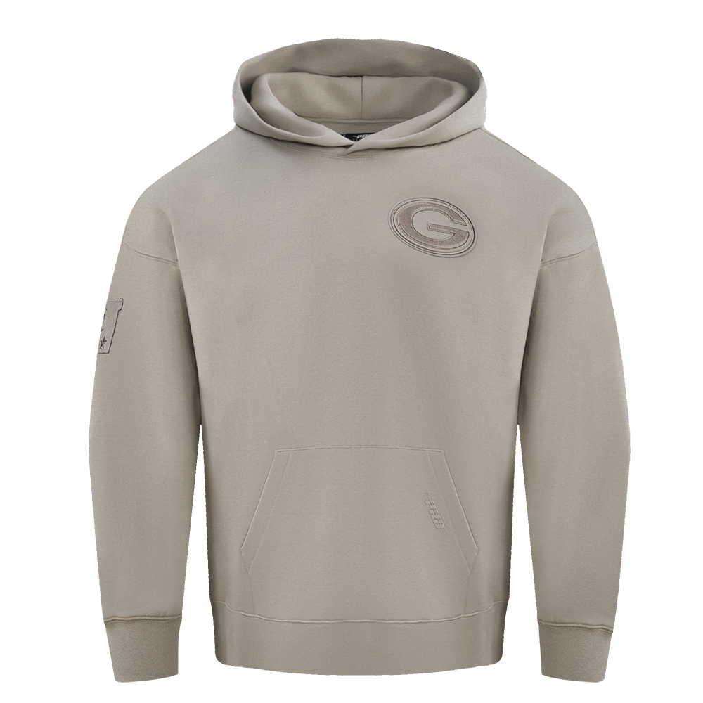 NFL GREEN BAY PACKERS NEUTRAL CHANDAIL À CAPUCHON À ÉPAULES TOMBANTES POUR HOMME (TAUPE)