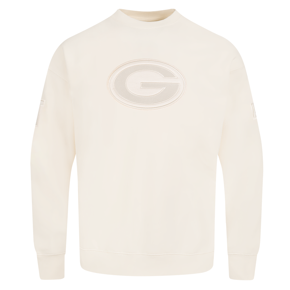 NFL GREEN BAY PACKERS NEUTRAL CHANDAIL À COL ROND EN MOLLETON À ÉPAULES TOMBANTES POUR HOMME (COQUILLE D'ŒUF)