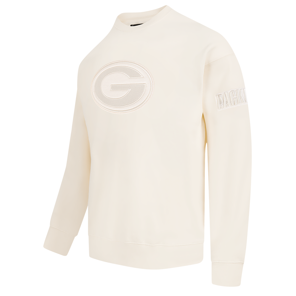 NFL GREEN BAY PACKERS NEUTRAL MEN'S DROP SHOULDER FLEECE CREWNECK (EGGSHELL)