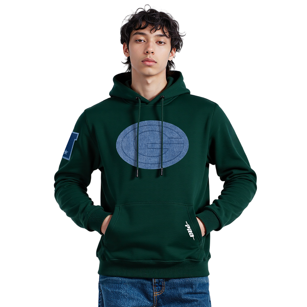 NFL GREEN BAY PACKERS VARSITY BLUES PO HOODIE (FOREST GREEN)