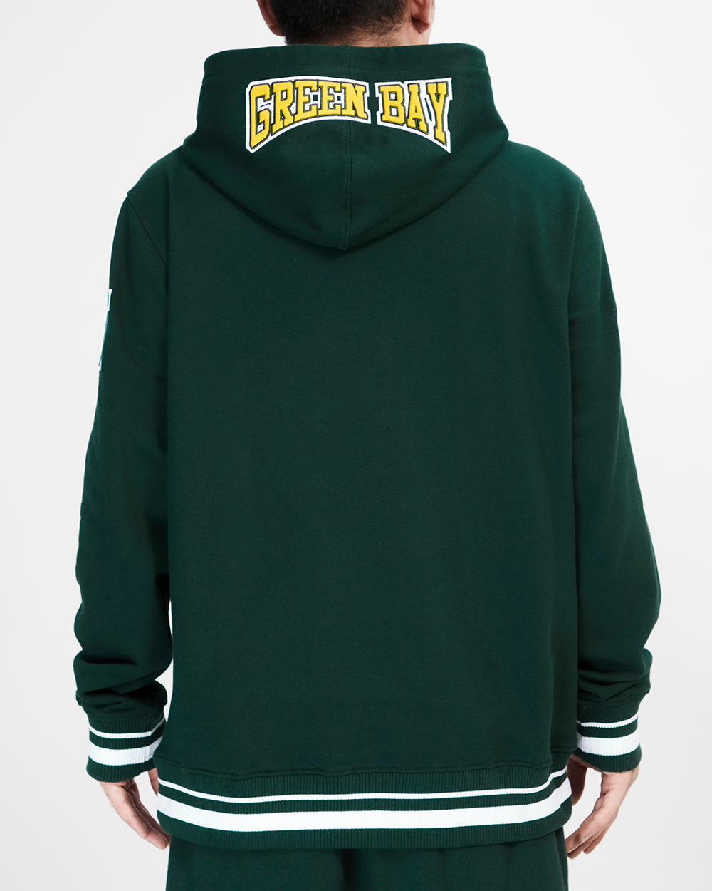 NFL GREEN BAY PACKERS CREST EMBLEM MEN'S RIB PO HOODIE (FOREST GREEN)