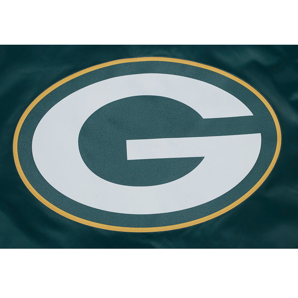 NFL GREEN BAY PACKERS SCRIPT TAIL MEN'S SATIN JACKET (FOREST GREEN)