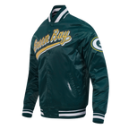 NFL GREEN BAY PACKERS SCRIPT TAIL MEN'S SATIN JACKET (FOREST GREEN)