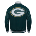 NFL GREEN BAY PACKERS SCRIPT TAIL MEN'S SATIN JACKET (FOREST GREEN)